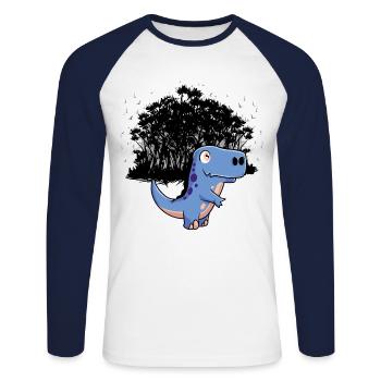 Dino Kind Baby Dinosaurier Kleinkind - Unisex Baseballshirt langarm - Weiß/Navy - Vorne - Nik (191cm)