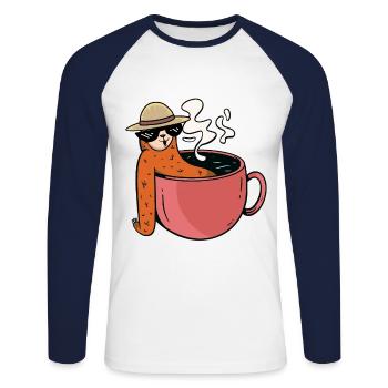Monday Morning Sloth Coffee Break Tea Indulgence - Unisex Long Sleeve Baseball T-Shirt - white/navy - Front - Nik (191cm)