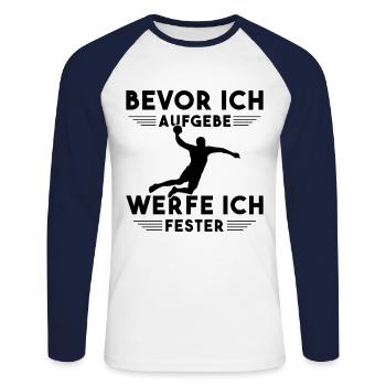 Handball Kinder Geschenke Handballer Zubehör - Unisex Baseballshirt langarm - Weiß/Navy - Vorne - Nik (191cm)
