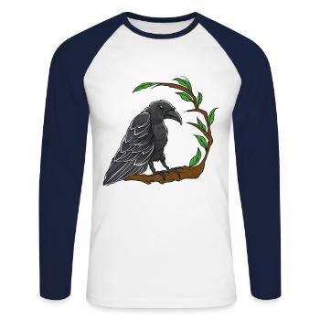 Crow, Raven, Raven, Birds, Fairy Tale Character, Wildlife, Forest - Unisex Long Sleeve Baseball T-Shirt - white/navy - Front - Nik (191cm)