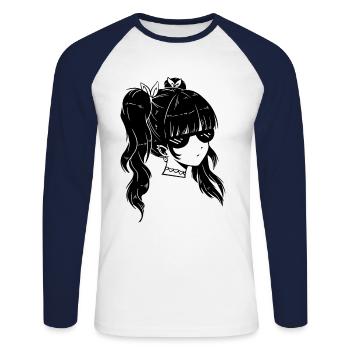 Girls Glasses Cool Sunglasses Kid Teens - Unisex Long Sleeve Baseball T-Shirt - white/navy - Front - Nik (191cm)