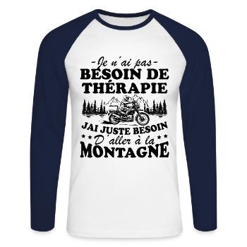 I just need to go to the Montagne Humour - Unisex Long Sleeve Baseball T-Shirt - white/navy - Front - Nik (191cm)