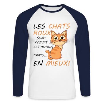 Red cats are just like other cats in a better way - Unisex Long Sleeve Baseball T-Shirt - white/navy - Front - Nik (191cm)