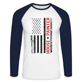 House Painter Decorator American - Unisex Long Sleeve Baseball T-Shirt - white/navy - Front - Nik (191cm)