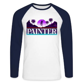 House Painter Decorator Retro 80s - Unisex Long Sleeve Baseball T-Shirt - white/navy - Front - Nik (191cm)