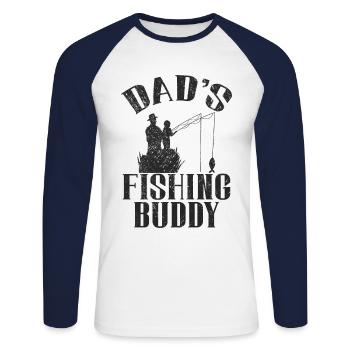 Angeln Angler Vater Sohn Dad's Fishing Buddy - Unisex Baseballshirt langarm - Weiß/Navy - Vorne - Nik (191cm)