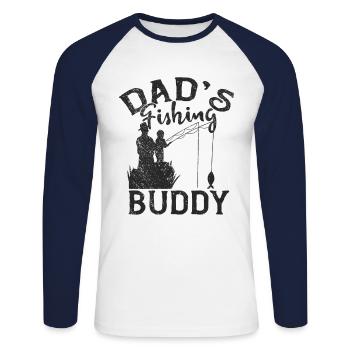 Angeln Angler Vater Sohn Dad's Fishing Buddy - Unisex Baseballshirt langarm - Weiß/Navy - Vorne - Nik (191cm)