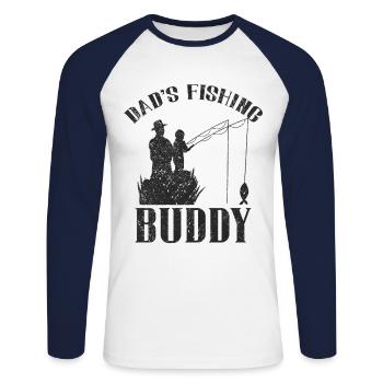 Angeln Angler Vater Sohn Dad's Fishing Buddy - Unisex Baseballshirt langarm - Weiß/Navy - Vorne - Nik (191cm)