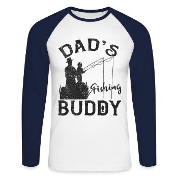 Angeln Angler Vater Sohn Dad's Fishing Buddy - Unisex Baseballshirt langarm - Weiß/Navy - Vorne - Nik (191cm)