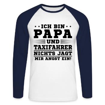 Ich Bin Papa Und Taxfi Fahrer - Unisex Baseballshirt langarm - Weiß/Navy - Vorne - Nik (191cm)