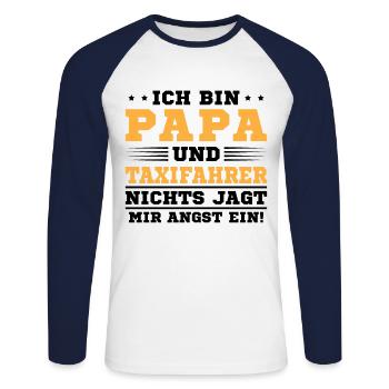 Papa Und Taxifahrer - Unisex Baseballshirt langarm - Weiß/Navy - Vorne - Nik (191cm)