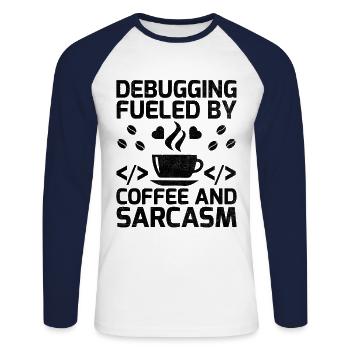 Café Codage Programmeur Codeur Développeur Nerd Coff - T-shirt baseball manches longues Homme - blanc/marine - Devant - Nik (191cm)
