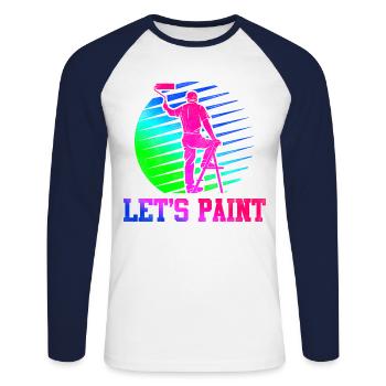 House Painter Decorator Retro 80s - Unisex Long Sleeve Baseball T-Shirt - white/navy - Front - Nik (191cm)