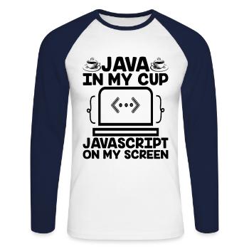 Kaffee-Codierung Programmierer Programmierer Entwickler Nerd Coff - Unisex Baseballshirt langarm - Weiß/Navy - Vorne - Nik (191cm)