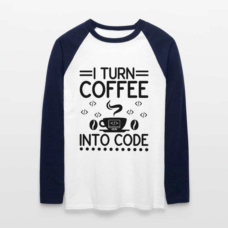 Coffee Coding Programmer Coder Developer Nerd Coff Unisex Long Sleeve Baseball T-Shirt