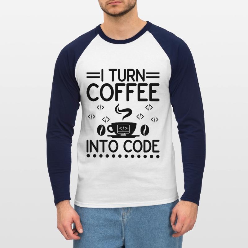 Coffee Coding Programmer Coder Developer Nerd Coff Unisex Long Sleeve Baseball T-Shirt