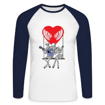 Romance Valentine's Day Love Skeleton Valentine Heart - Unisex Long Sleeve Baseball T-Shirt - white/navy - Front - Nik (191cm)
