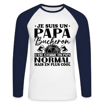 Lumberjack Dad is like a normal dad - Unisex Long Sleeve Baseball T-Shirt - white/navy - Front - Nik (191cm)