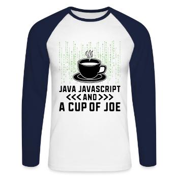 Café Codage Programmeur Codeur Développeur Nerd Coff - T-shirt baseball manches longues Homme - blanc/marine - Devant - Nik (191cm)