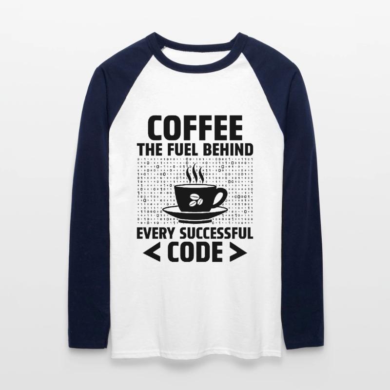 Café Codage Programmeur Codeur Développeur Nerd Coff T-shirt baseball manches longues Homme