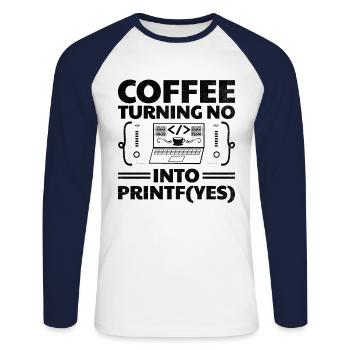 Kaffee-Codierung Programmierer Programmierer Entwickler Nerd Coff - Unisex Baseballshirt langarm - Weiß/Navy - Vorne - Nik (191cm)