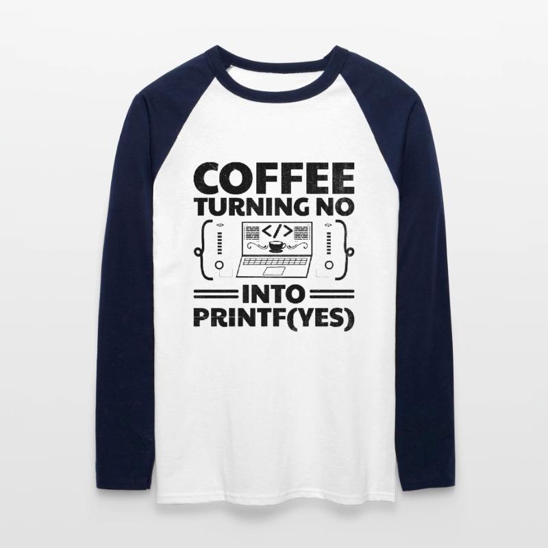 Café Codage Programmeur Codeur Développeur Nerd Coff T-shirt baseball manches longues Homme