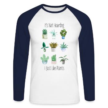 I Just Like Plants Garden Lovers Garden - Unisex Long Sleeve Baseball T-Shirt - white/navy - Front - Nik (191cm)