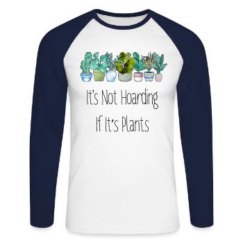 Il ne s’agit pas de thésauriser, de planter, de jardiner, de jardiner - T-shirt baseball manches longues Homme - blanc/marine - Devant - Nik (191cm)