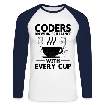 Kaffee-Codierung Programmierer Programmierer Entwickler Nerd Coff - Unisex Baseballshirt langarm - Weiß/Navy - Vorne - Nik (191cm)