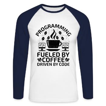 Coffee Coding Programmer Coder Developer Nerd Coff - Unisex Long Sleeve Baseball T-Shirt - white/navy - Front - Nik (191cm)