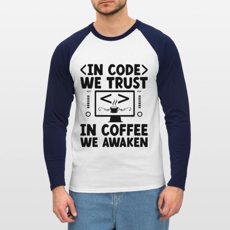 Café Codage Programmeur Codeur Développeur Nerd Coff T-shirt baseball manches longues Homme