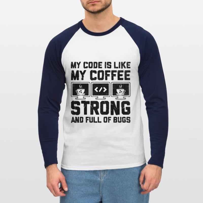 Café Codage Programmeur Codeur Développeur Nerd Coff T-shirt baseball manches longues Homme