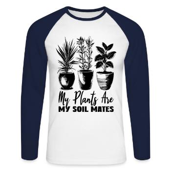Les plantes sont mon compagnon de sol Amoureux du jardin - T-shirt baseball manches longues Homme - blanc/marine - Devant - Nik (191cm)
