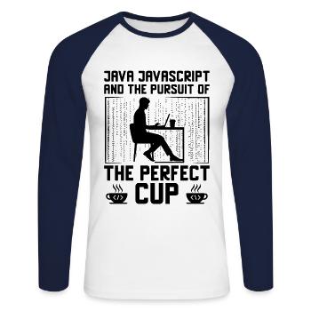 Café Codage Programmeur Codeur Développeur Nerd Coff - T-shirt baseball manches longues Homme - blanc/marine - Devant - Nik (191cm)