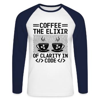Café Codage Programmeur Codeur Développeur Nerd Coff - T-shirt baseball manches longues Homme - blanc/marine - Devant - Nik (191cm)