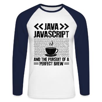 Café Codage Programmeur Codeur Développeur Nerd Coff - T-shirt baseball manches longues Homme - blanc/marine - Devant - Nik (191cm)