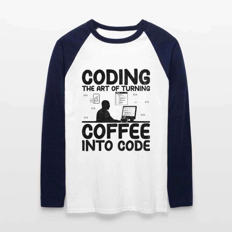 Coffee Coding Programmer Coder Developer Nerd Coff Unisex Long Sleeve Baseball T-Shirt