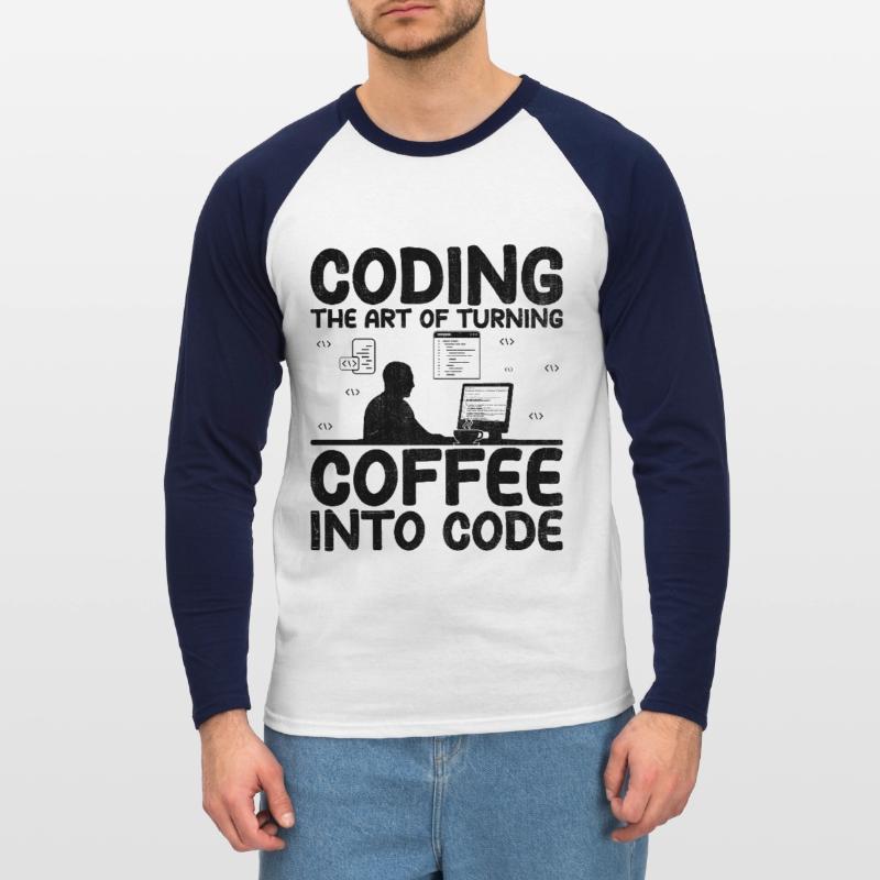 Coffee Coding Programmer Coder Developer Nerd Coff Unisex Long Sleeve Baseball T-Shirt