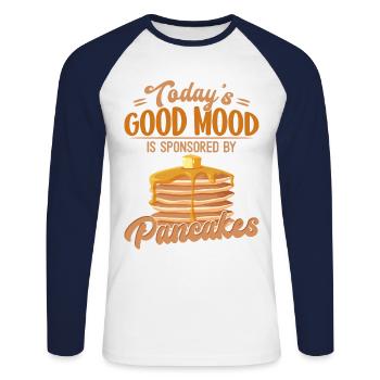 Pancake Lover Kids Today's Good - Unisex Baseballshirt langarm - Weiß/Navy - Vorne - Nik (191cm)