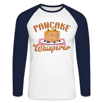 Pancake Lover Kids Pancake - Unisex Long Sleeve Baseball T-Shirt - white/navy - Front - Nik (191cm)