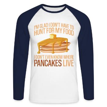 Pancake Lover Kids I'm Glad I - Unisex Long Sleeve Baseball T-Shirt - white/navy - Front - Nik (191cm)