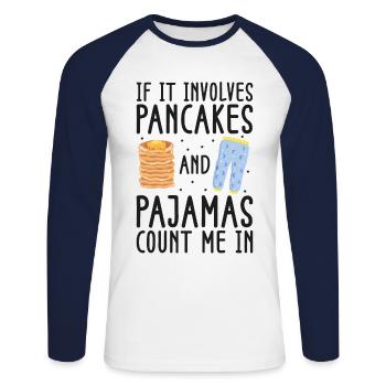 Pancake Lover Kids If It Involves - Unisex Long Sleeve Baseball T-Shirt - white/navy - Front - Nik (191cm)
