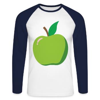 Apfel Karneval Kostüm Aepfel Fasching Obst Äpfel - Unisex Baseballshirt langarm - Weiß/Navy - Vorne - Nik (191cm)