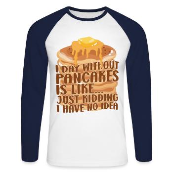 Amoureux des crêpes Les enfants Une journée sans - T-shirt baseball manches longues Homme - blanc/marine - Devant - Nik (191cm)
