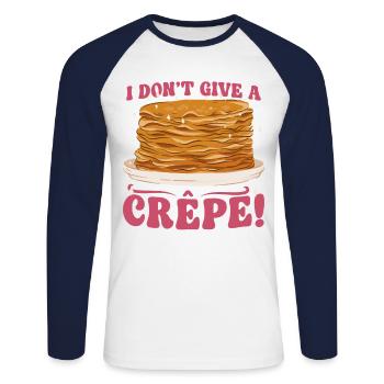Pancake Lover Kids Pun I Don't - Unisex Long Sleeve Baseball T-Shirt - white/navy - Front - Nik (191cm)