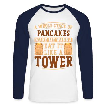 Pancake Lover Kids A Whole Stack - Unisex Baseballshirt langarm - Weiß/Navy - Vorne - Nik (191cm)