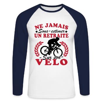 Ein Rentner auf dem Rad Humor Radfahrer im Ruhestand - Unisex Baseballshirt langarm - Weiß/Navy - Vorne - Nik (191cm)