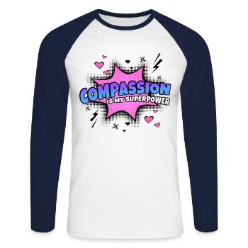 Mitgefühl Ist Meine Superkraft Eigenschaft - Unisex Baseballshirt langarm - Weiß/Navy - Vorne - Nik (191cm)