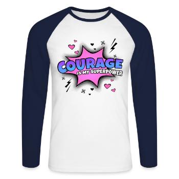 Mut Ist Meine Superkraft Eigenschaft - Unisex Baseballshirt langarm - Weiß/Navy - Vorne - Nik (191cm)