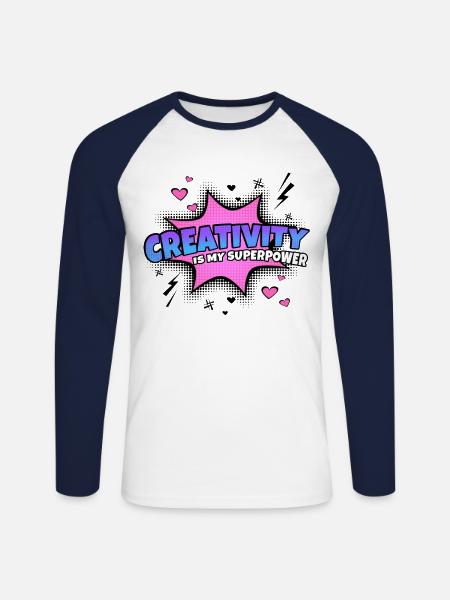 Creativity is my superpower trait - Unisex Long Sleeve Baseball T-Shirt - white/navy